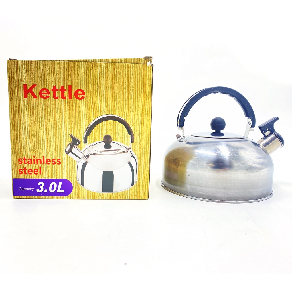 Caldera de acero inoxidable plateada, mango combinado, 2L, en caja