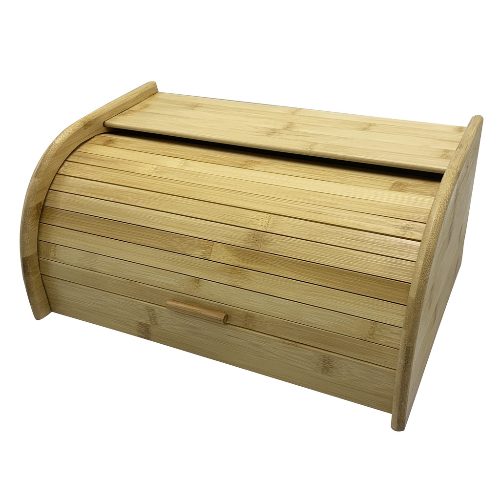 Panera de bambú con tapa rebatible, en caja