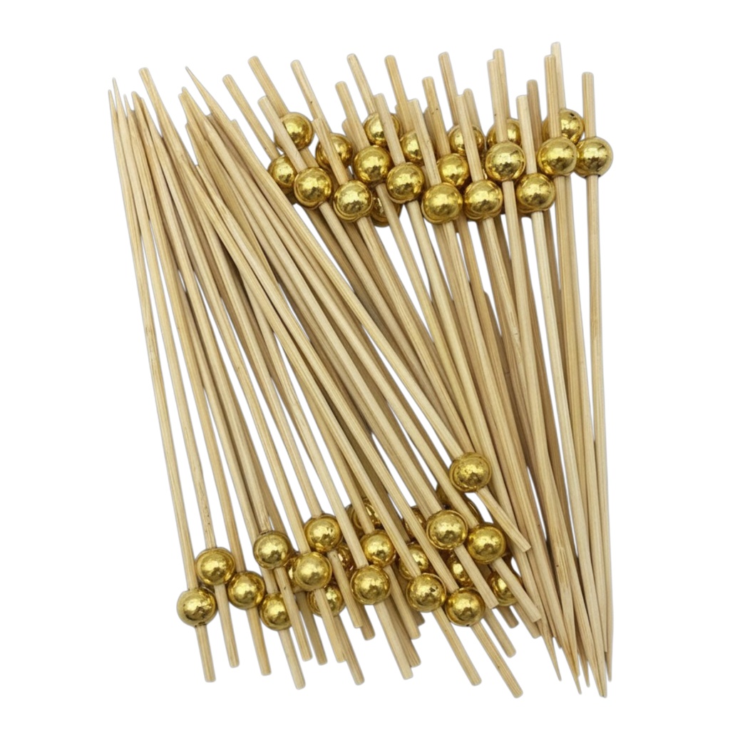 Descartable, pincho para copetín de bambú y plástico, bolsa x50