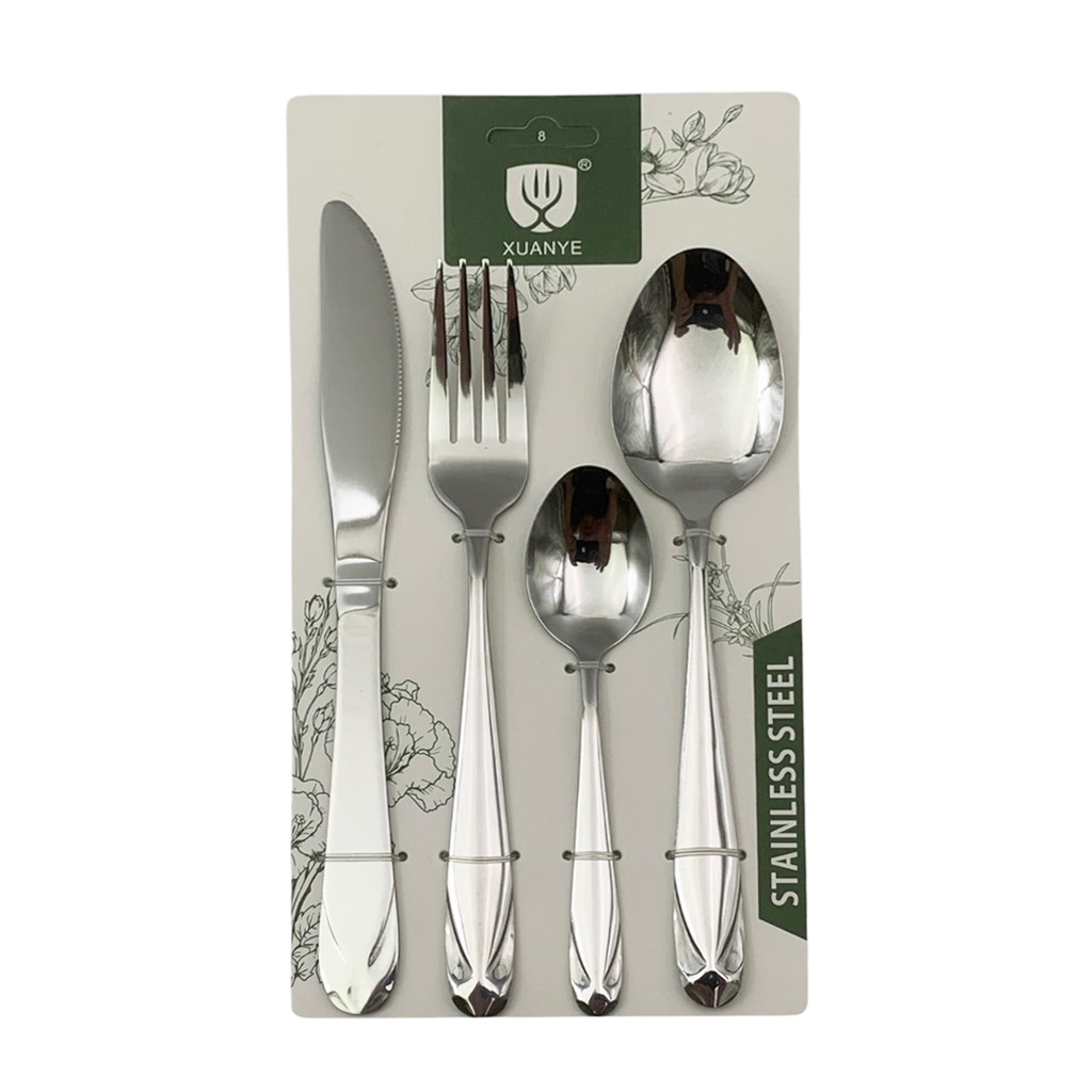 [HA5586] Cubiertos x4 acero inoxidable, en blister