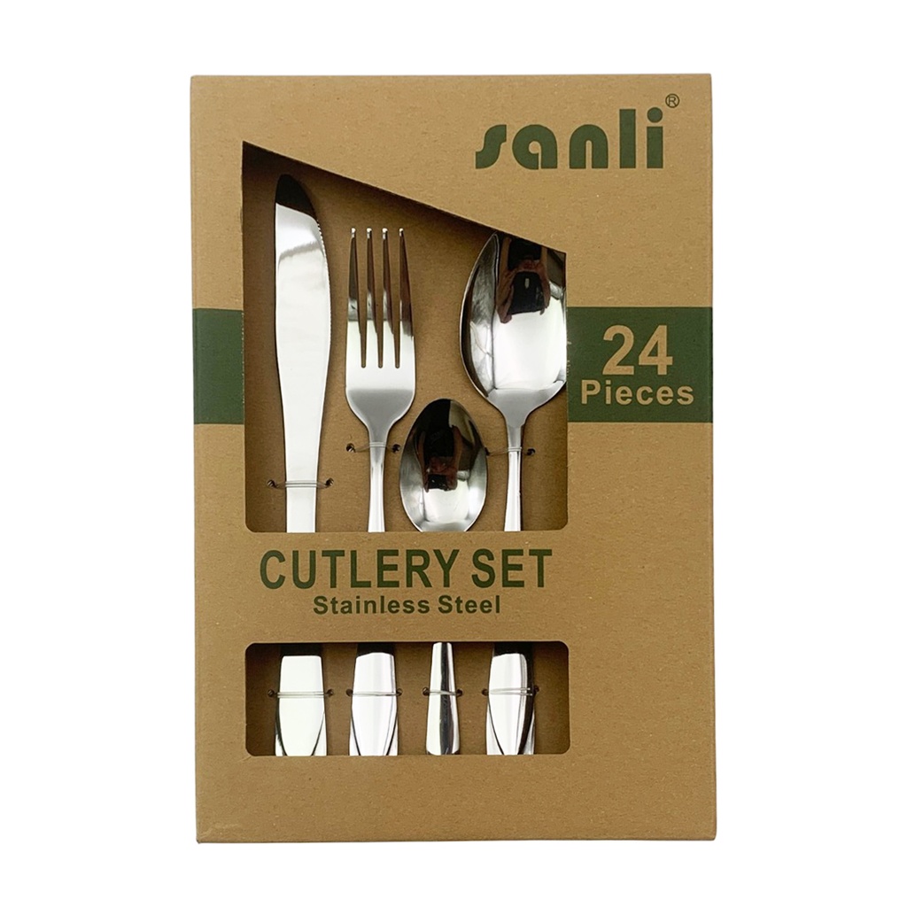 Cubiertos juego x24 piezas,  acero inoxidable, en caja