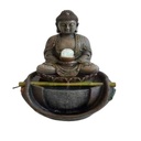 Fuente de agua, de resina con esfera, con luz, en caja