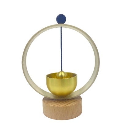 Adorno de mesa, cuenco tibetano campana de metal con base de madera