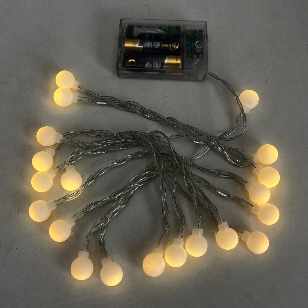 Luces led x20 bolas luz cálida, 3AA 3metros en  bolsa