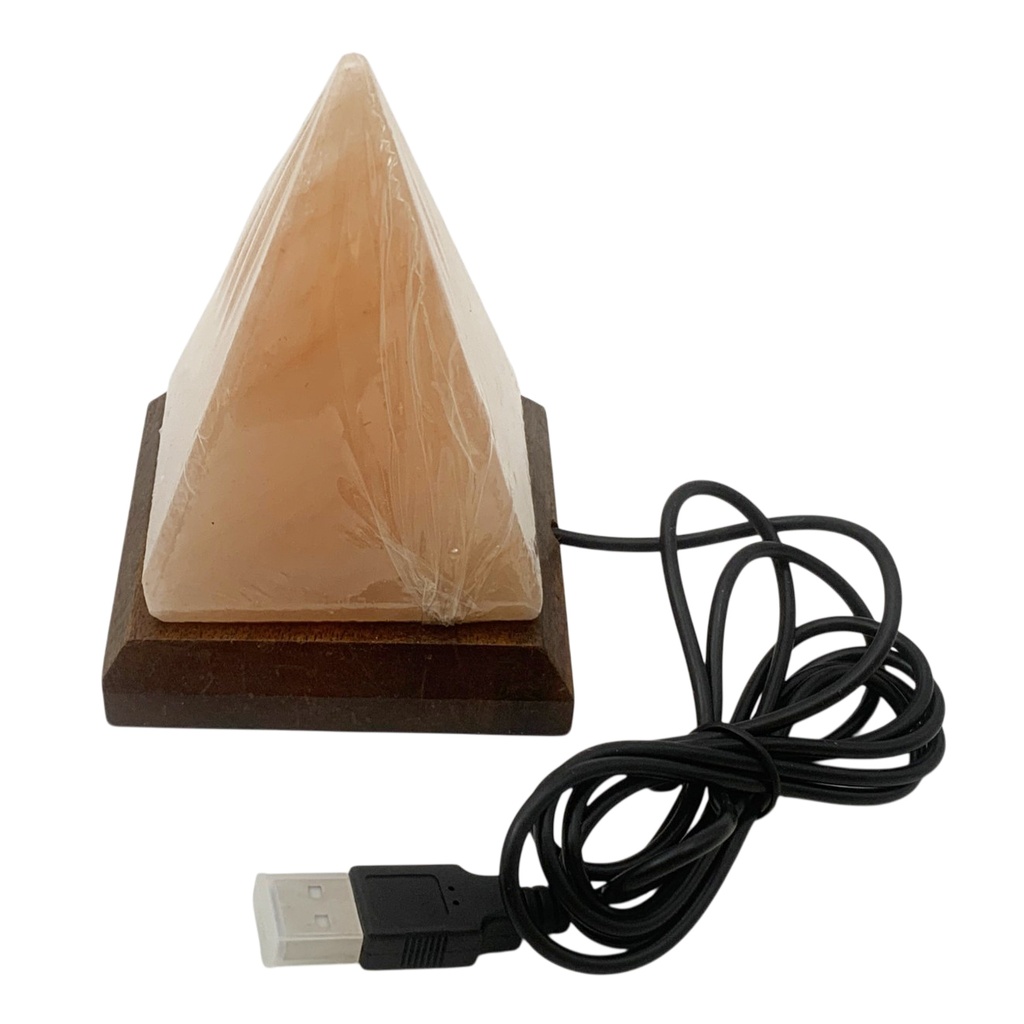 Lámpara de sal, aprox 400g, pirámide, conexión USB en caja
