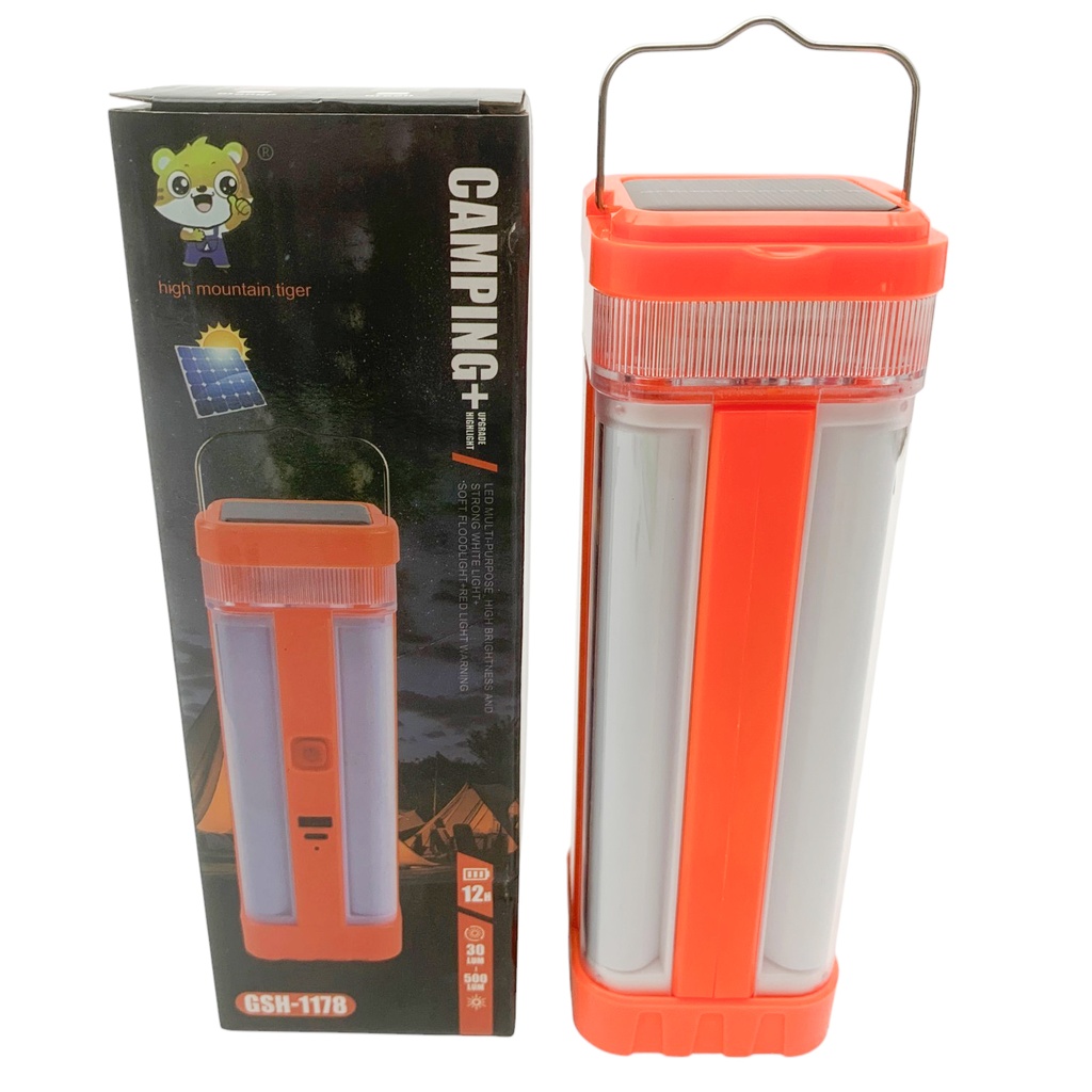[HE2137] Linterna recargable USB, con asa, en caja, 2 colores
