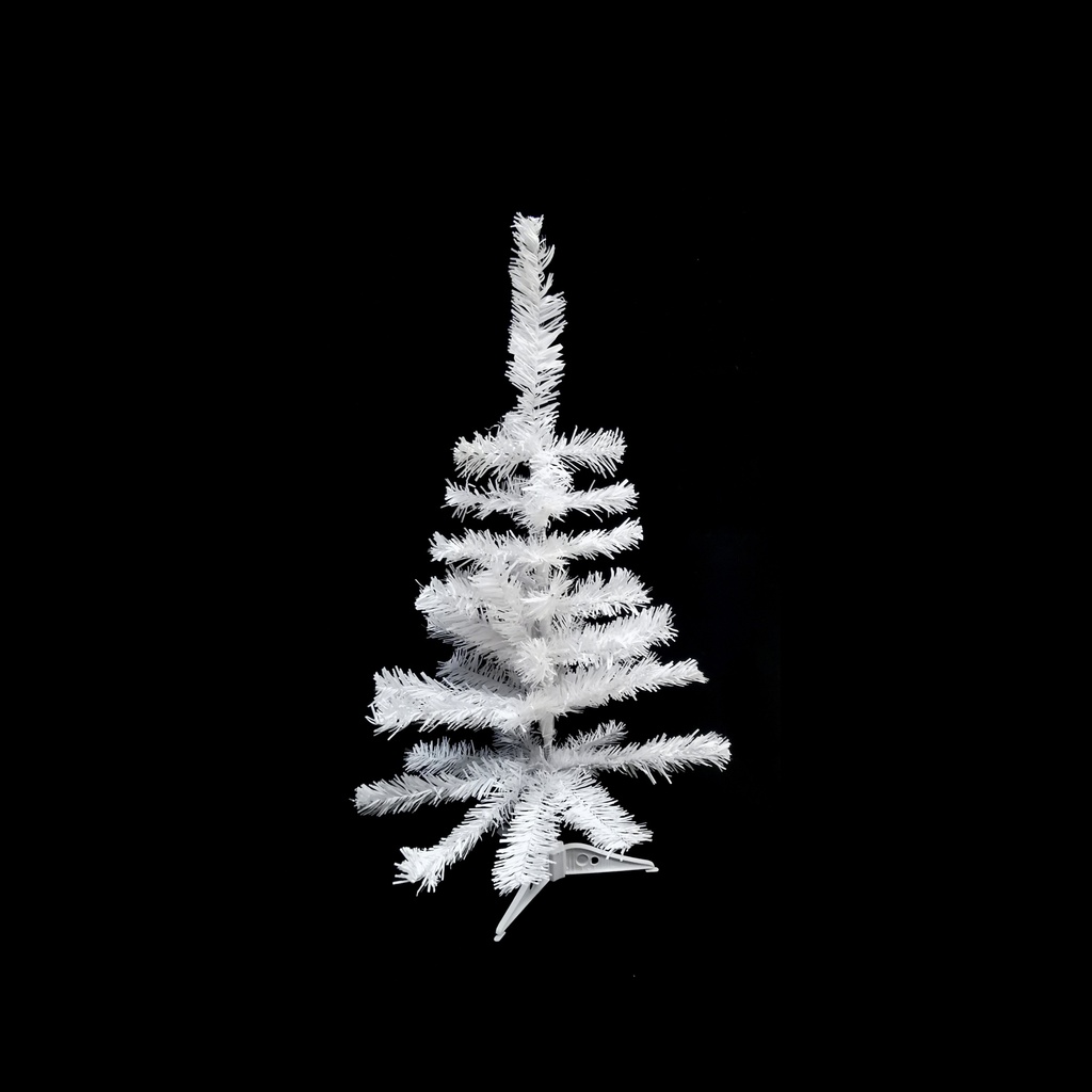 [HN0499] Árbol navideño blanco, 45 piezas 60cm, pie de plástico, en bolsa
