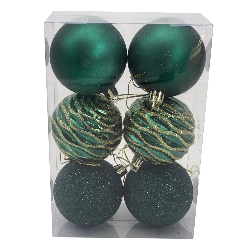 Bolas navideñas x6 5cm, VERDE en caja