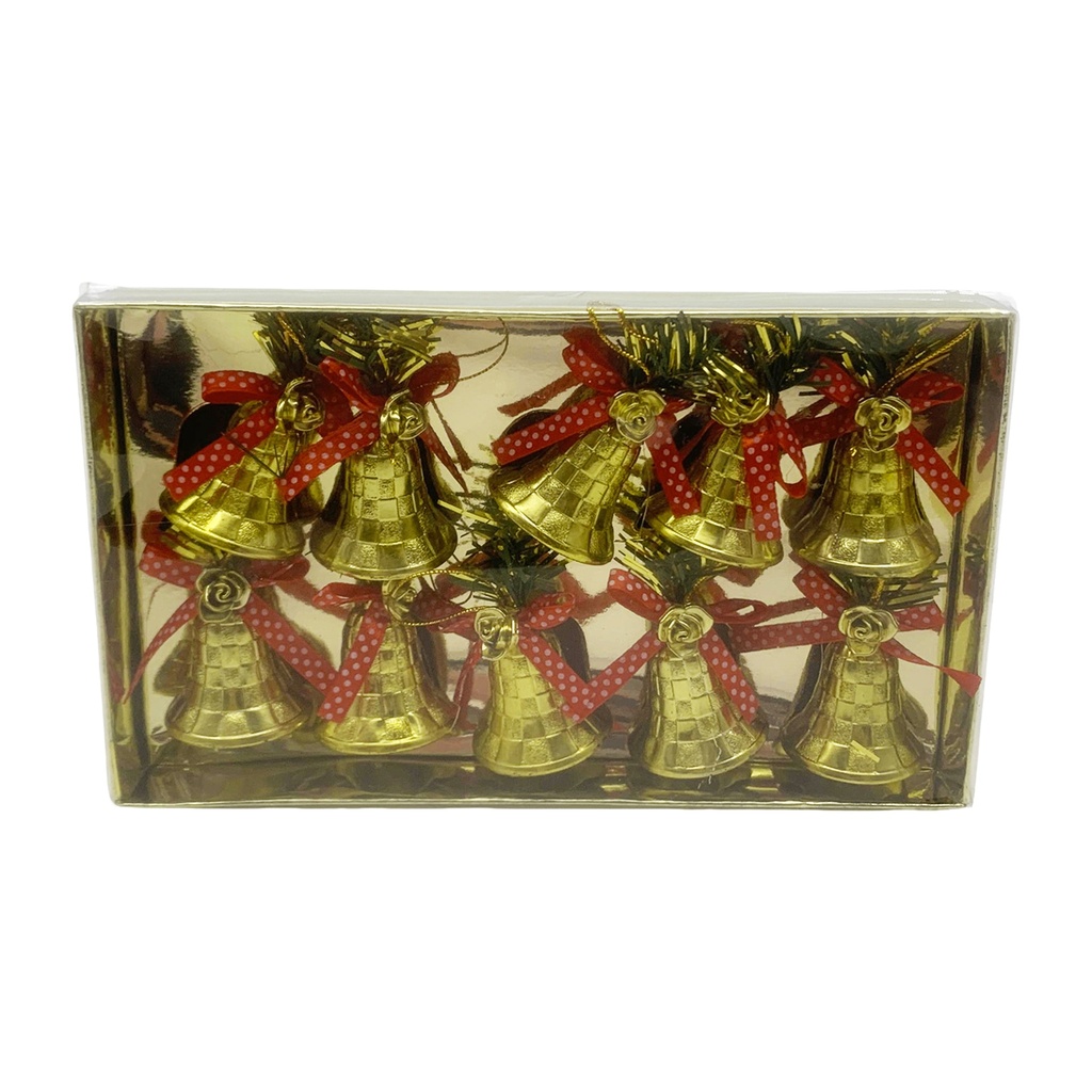 Adorno navideño campana x10, en caja