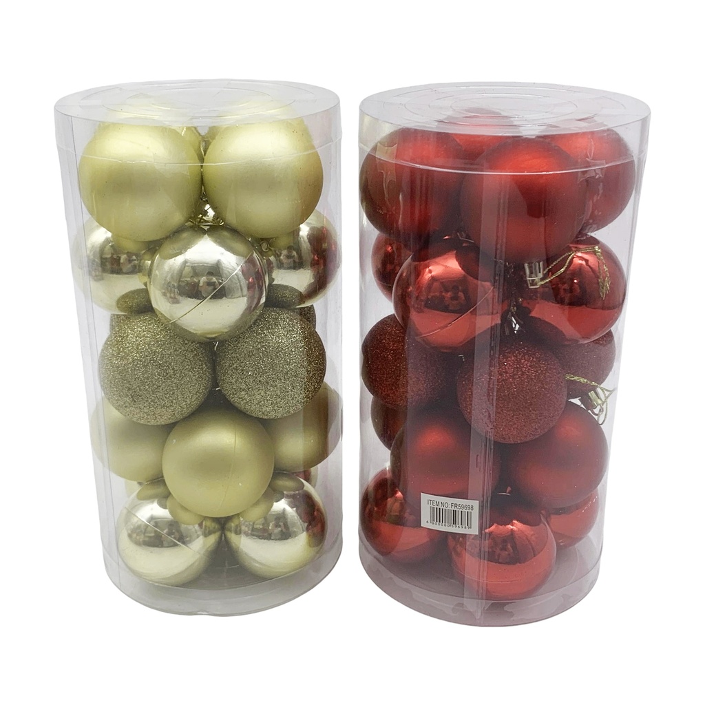 [HN0633] Bolas navideñas x20 6cm, varias texturas en tubo, varios colores