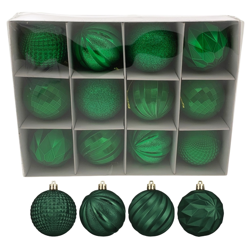 [HN0787] Bolas navideñas x12 6cm, VERDE, en caja