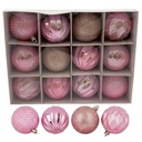 Bolas navideñas x12 6cm, ROSADO, en caja