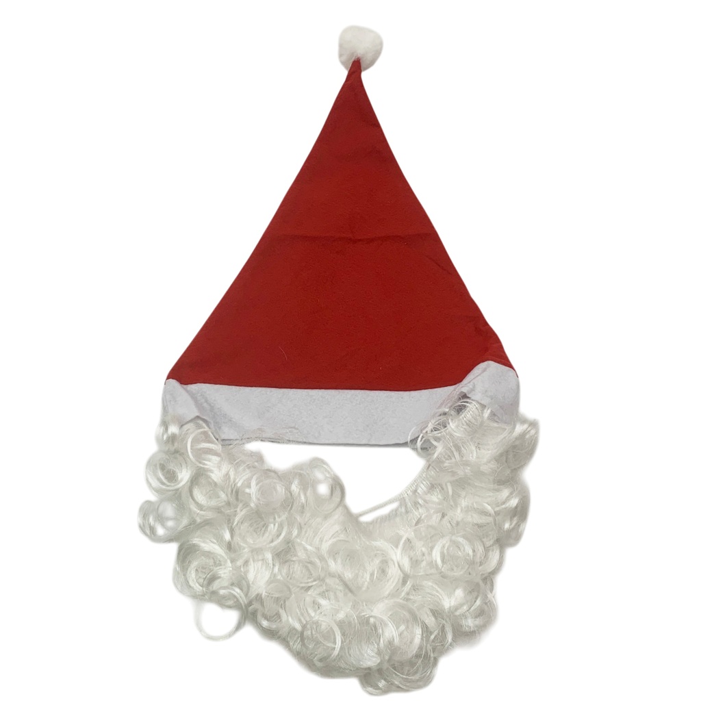 Gorro navideño de fieltro, con barba de Papá Noel