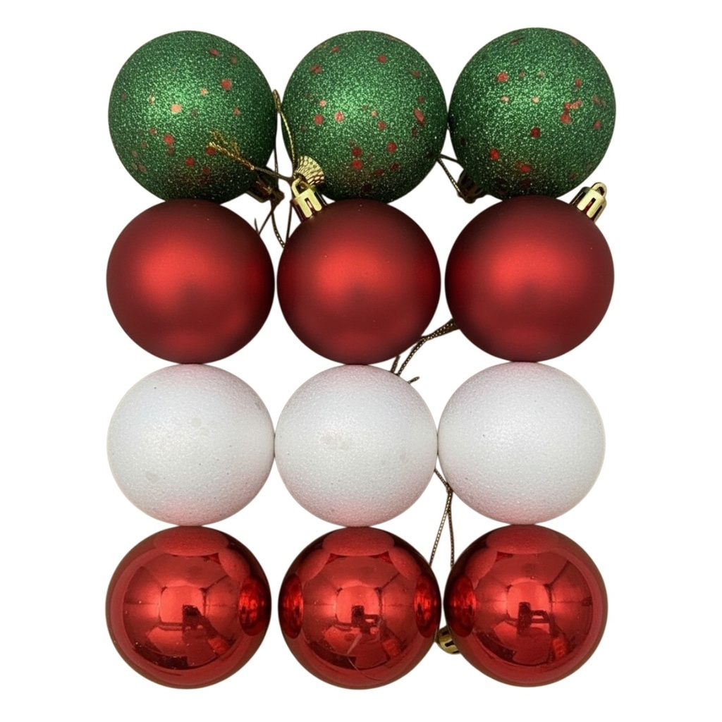 [HN0802] Bolas navideñas x12 6cm, colores surtidos, en caja