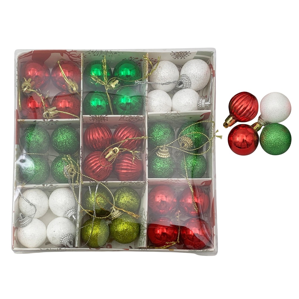[HN0803] Bolas navideñas x36 3cm, colores surtidos, en caja