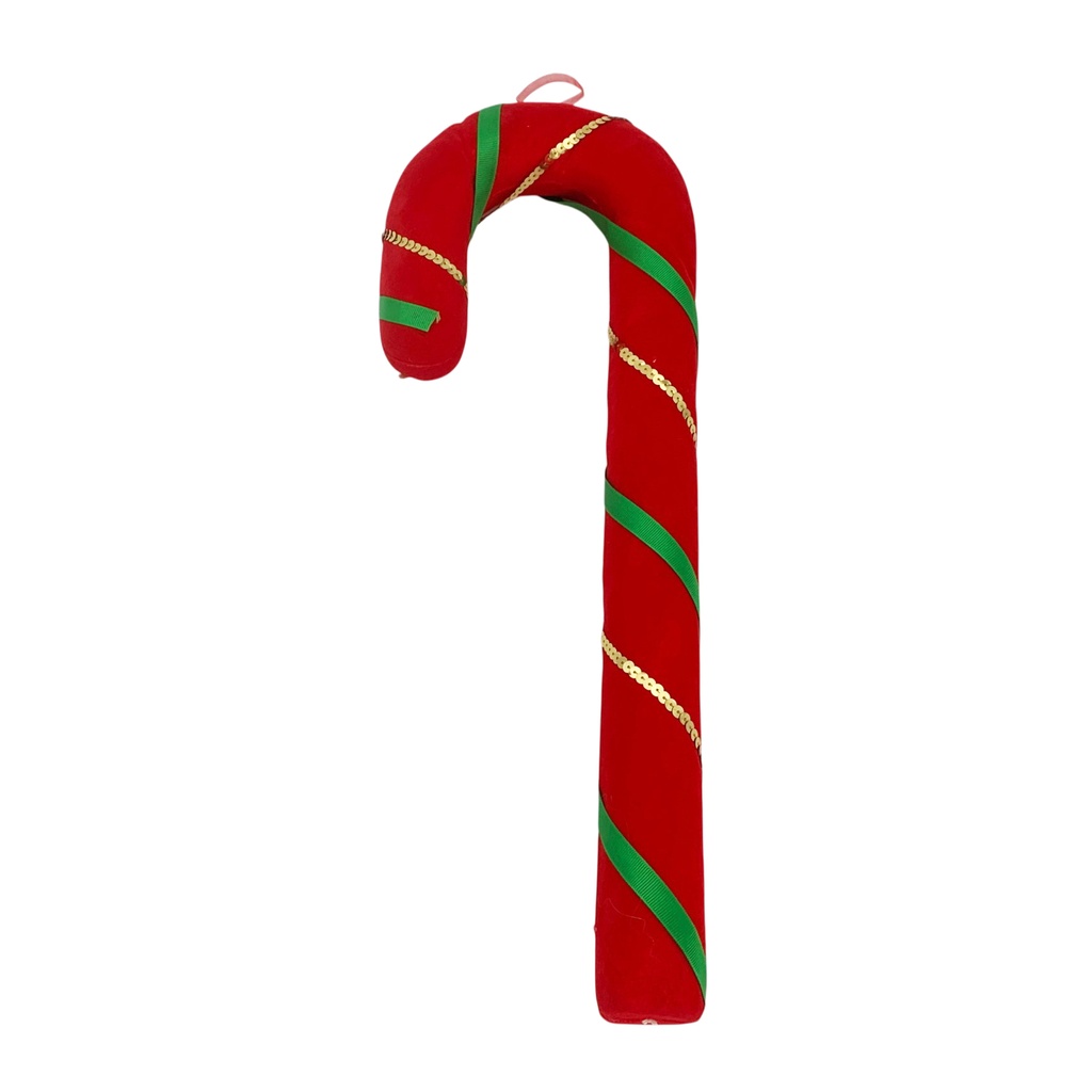 [HN0817] Adorno navideño bastón, 50cm símil terciopelo, en bolsa