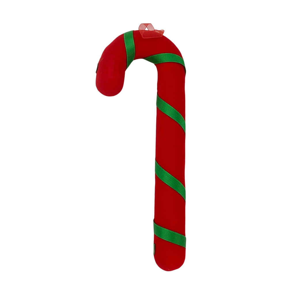 [HN0818] Adorno navideño bastón, 25cm símil terciopelo, en bolsa