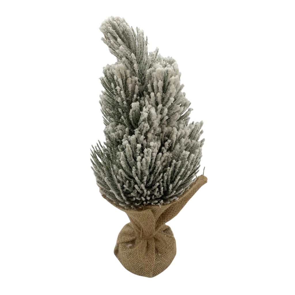 Árbol navideño nevado, 30cm base de arpillera