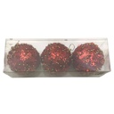 Bolas navideñas x3 9cm , con brillo, en caja de mica 2 colores
