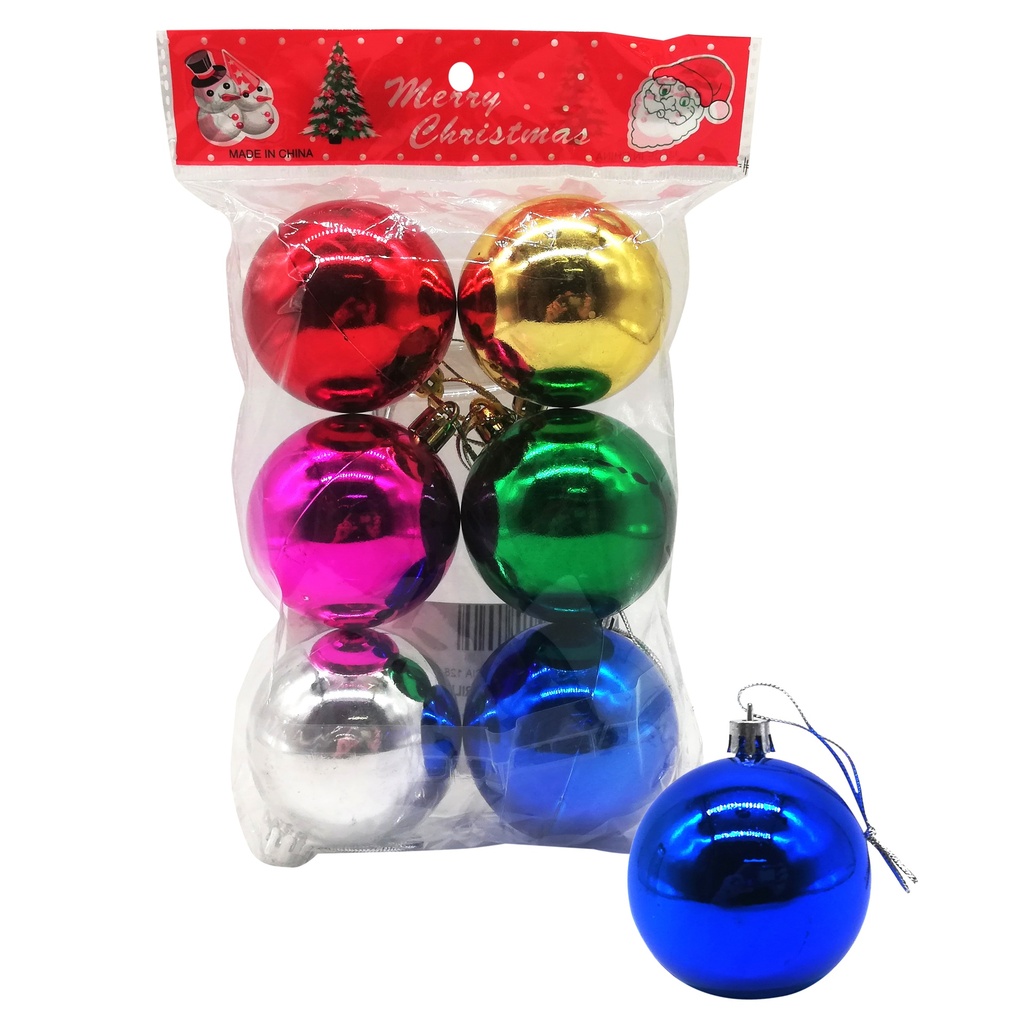[HN282A] Bolas navideñas x6, 5cm lisas surtidas, en bolsa