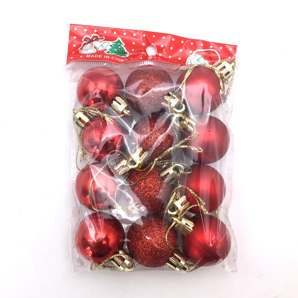 Bolas navideñas x12 2cm, ROJO en bolsa