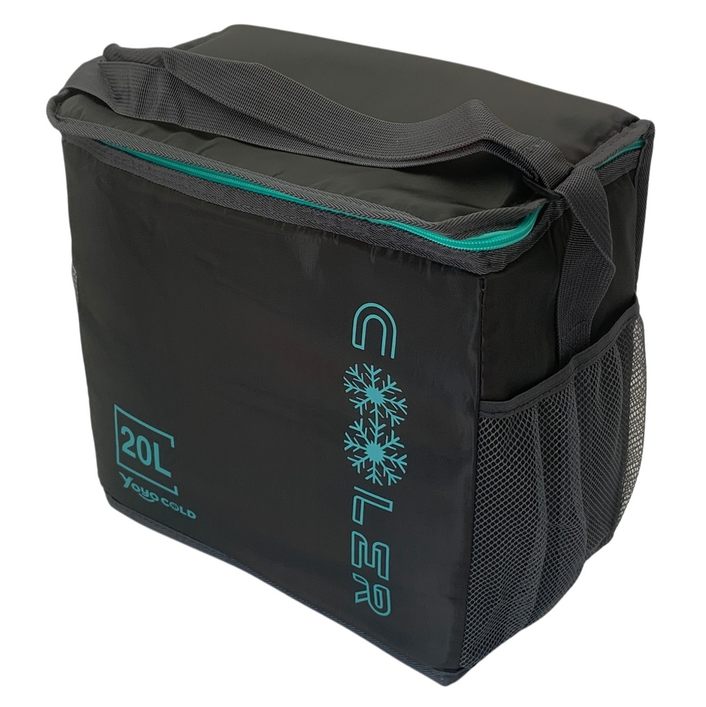 Conservadora bolsa con asa, interior con aislante térmico, con cierre, 20L, con bolsillos laterales