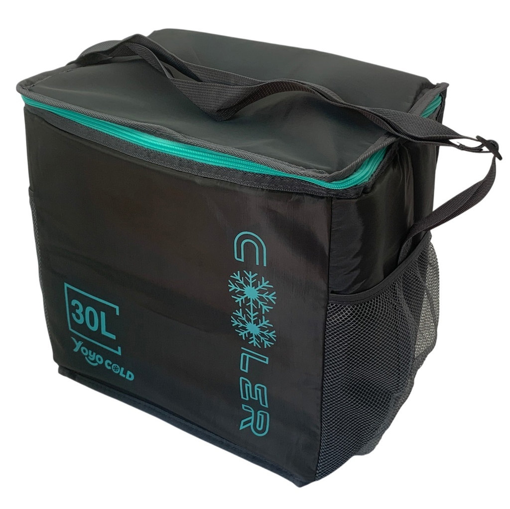 [HW1309] Conservadora bolsa con asa, interior con aislante térmico, con cierre, 30L con bolsillos laterales