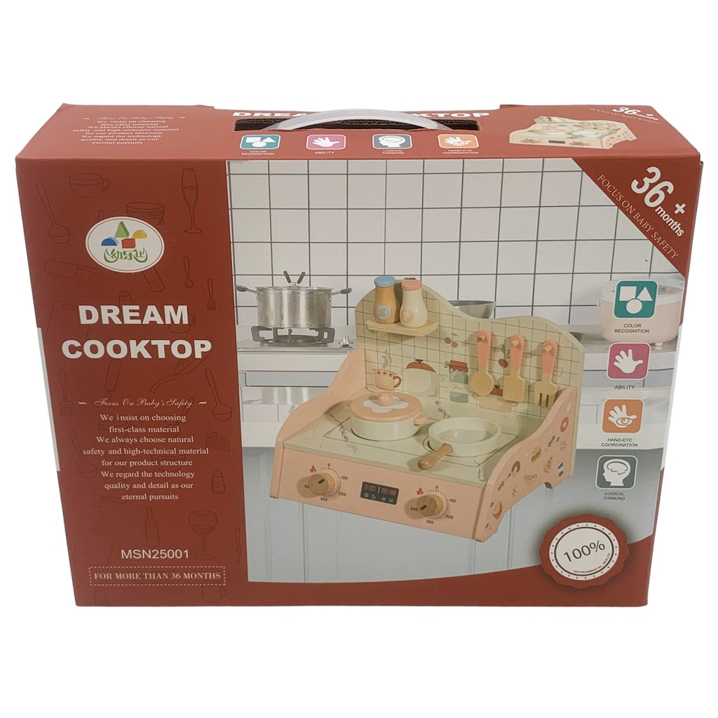 Cocina mesada de madera, con accesorios, en caja