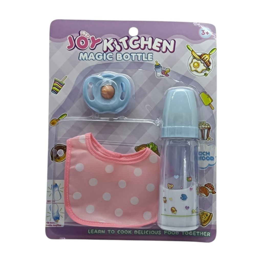 [JA2764] Mamadera mágica con chupete y babero, en blister