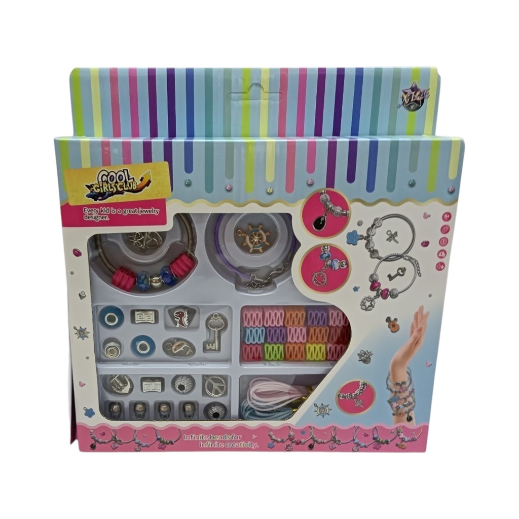 Cuentas para armar pulseras y collares, dijes de metal, en caja
