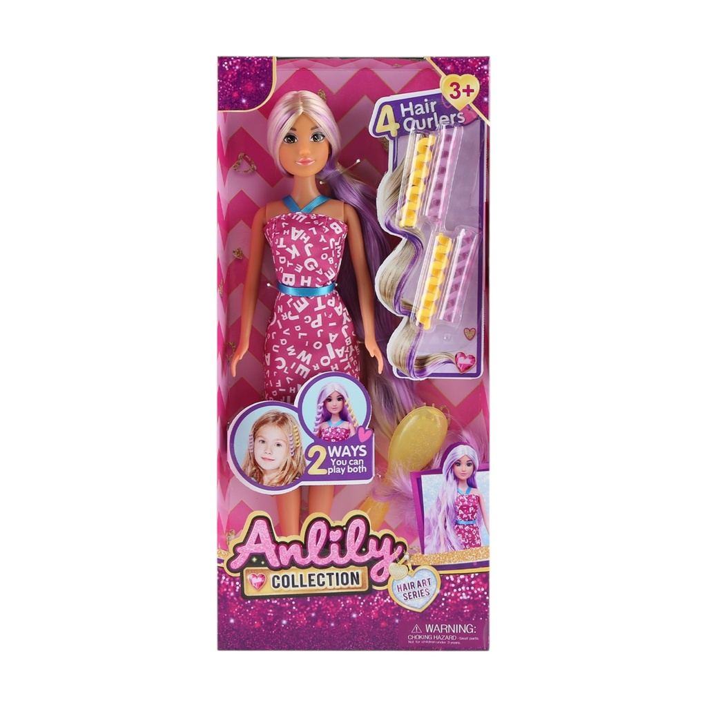 [JA2807] Muñeca articulada con accesorios para el cabello, en caja