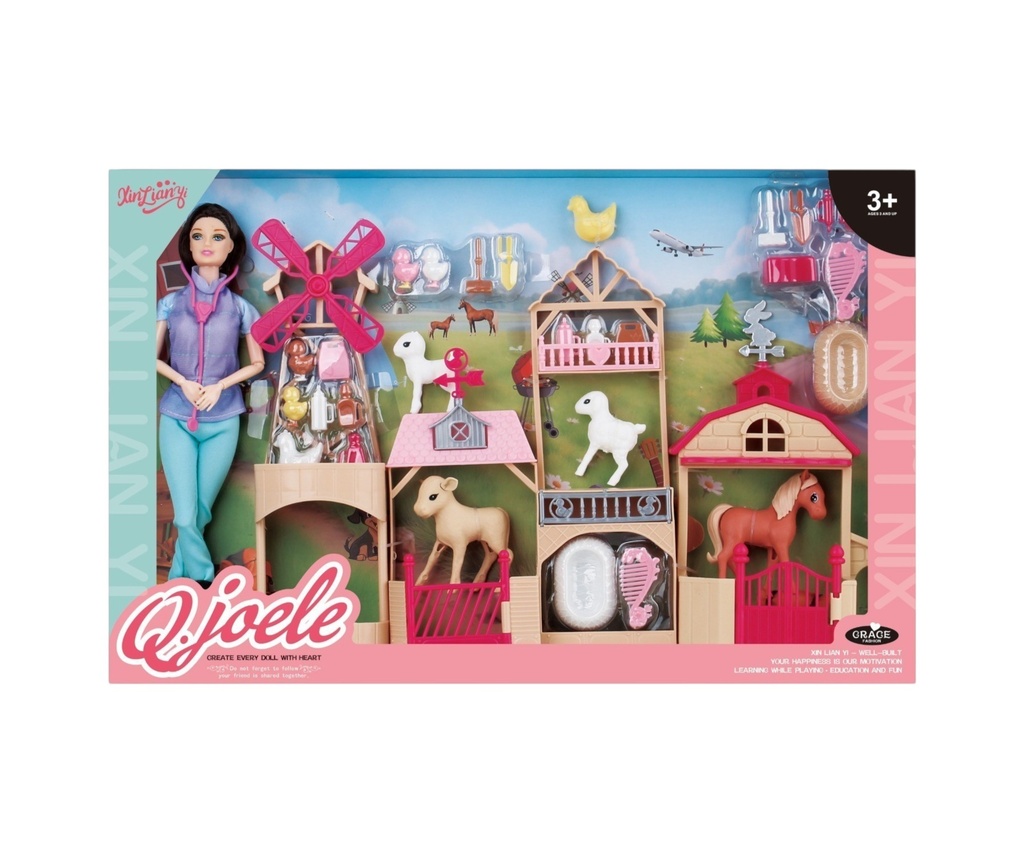 [JA2817] Muñeca con accesorios de granja, en caja