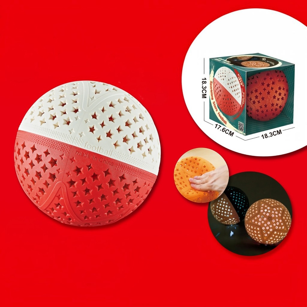 Pelota de goma con luz, en caja