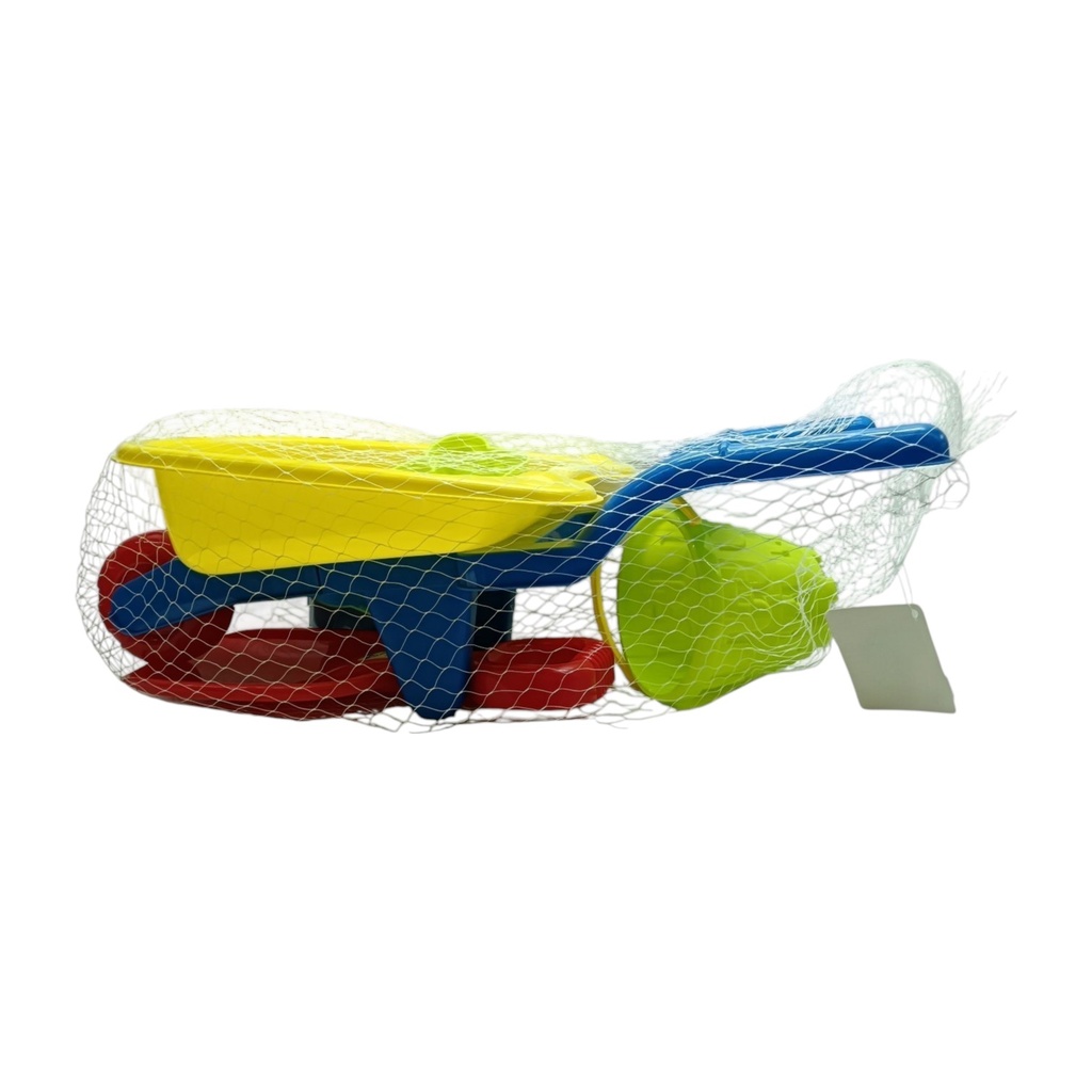 [JU7330] Juego de playa, carretilla de plástico, 6 piezas, en red