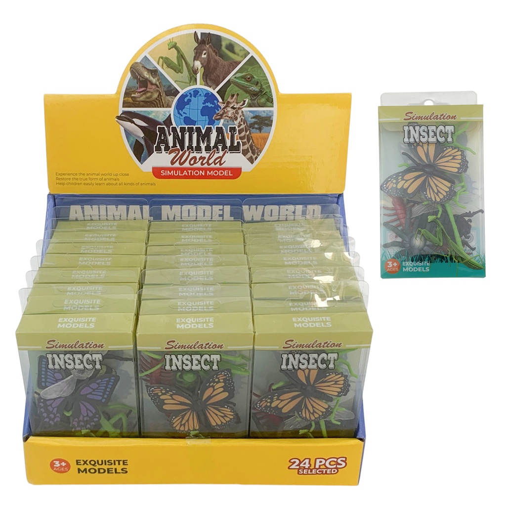 Animales de plástico insectos x6, CAJA x24, varios diseños