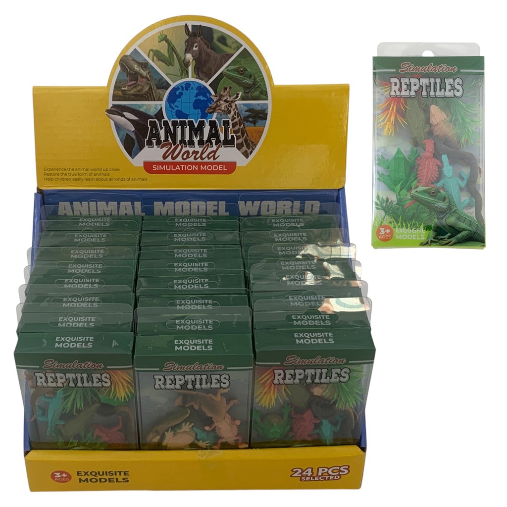 Animales de plástico reptiles x6, CAJA x24, varios diseños