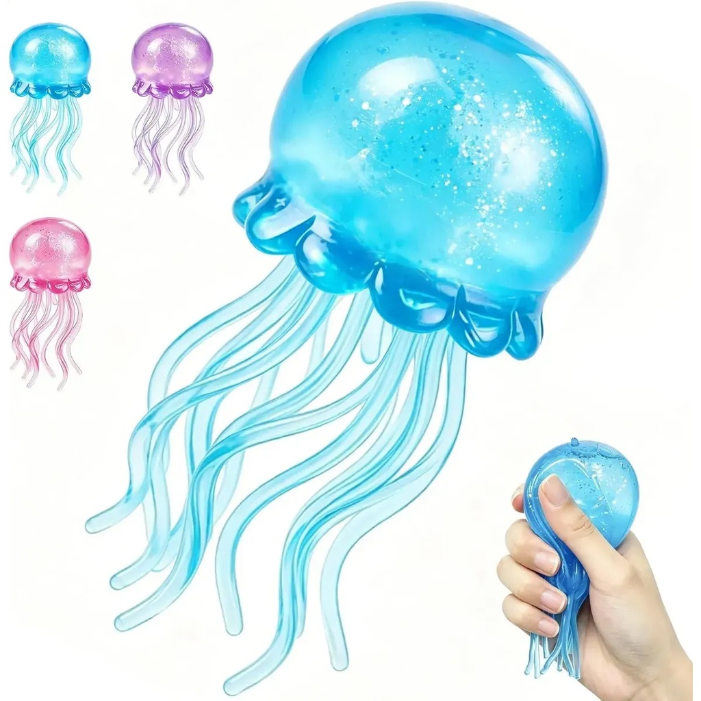 Juguete antiestrés de goma, medusa, CAJA x12, varios colores