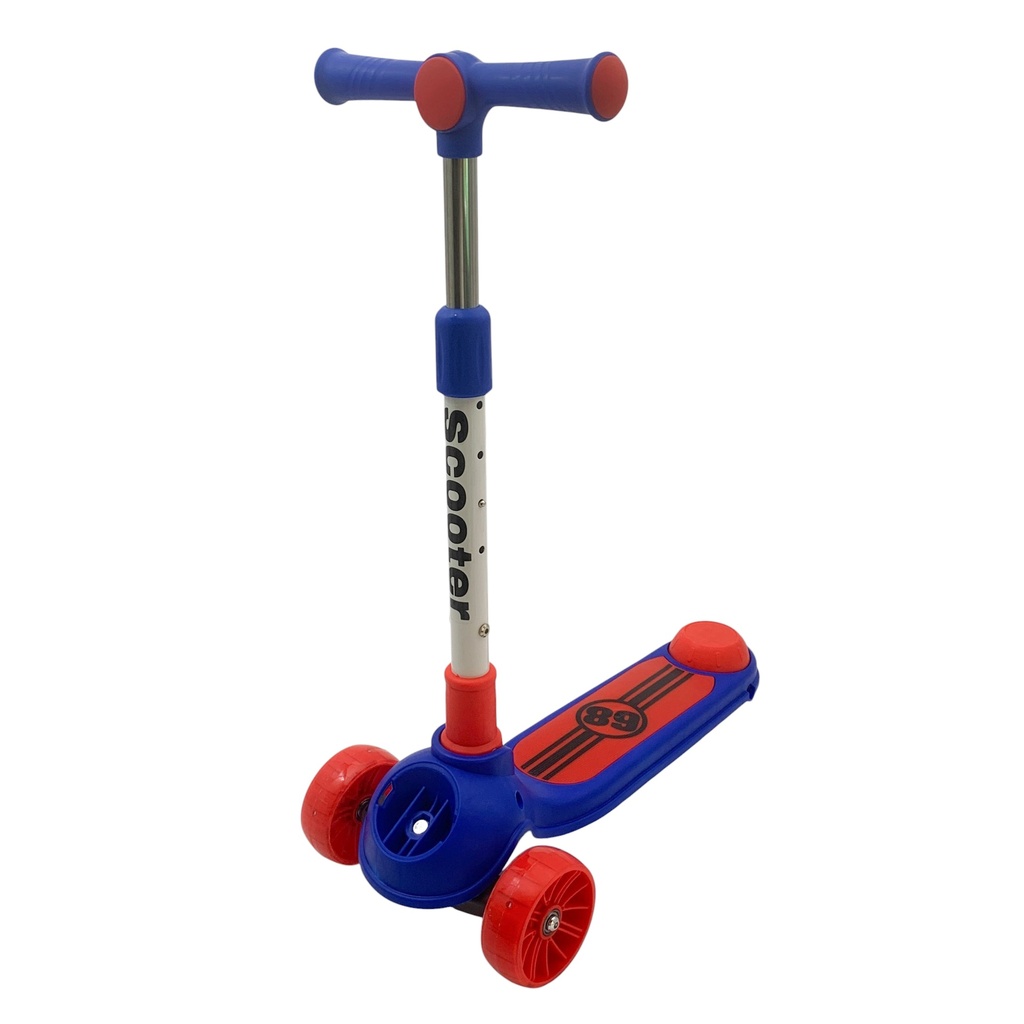 [JU8673] Tripatín infantil, ruedas delanteras con luz, azul con rojo