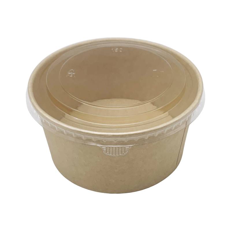 Bowl descartable vianda de papel con tapa de plástico 800ml, PACK x50