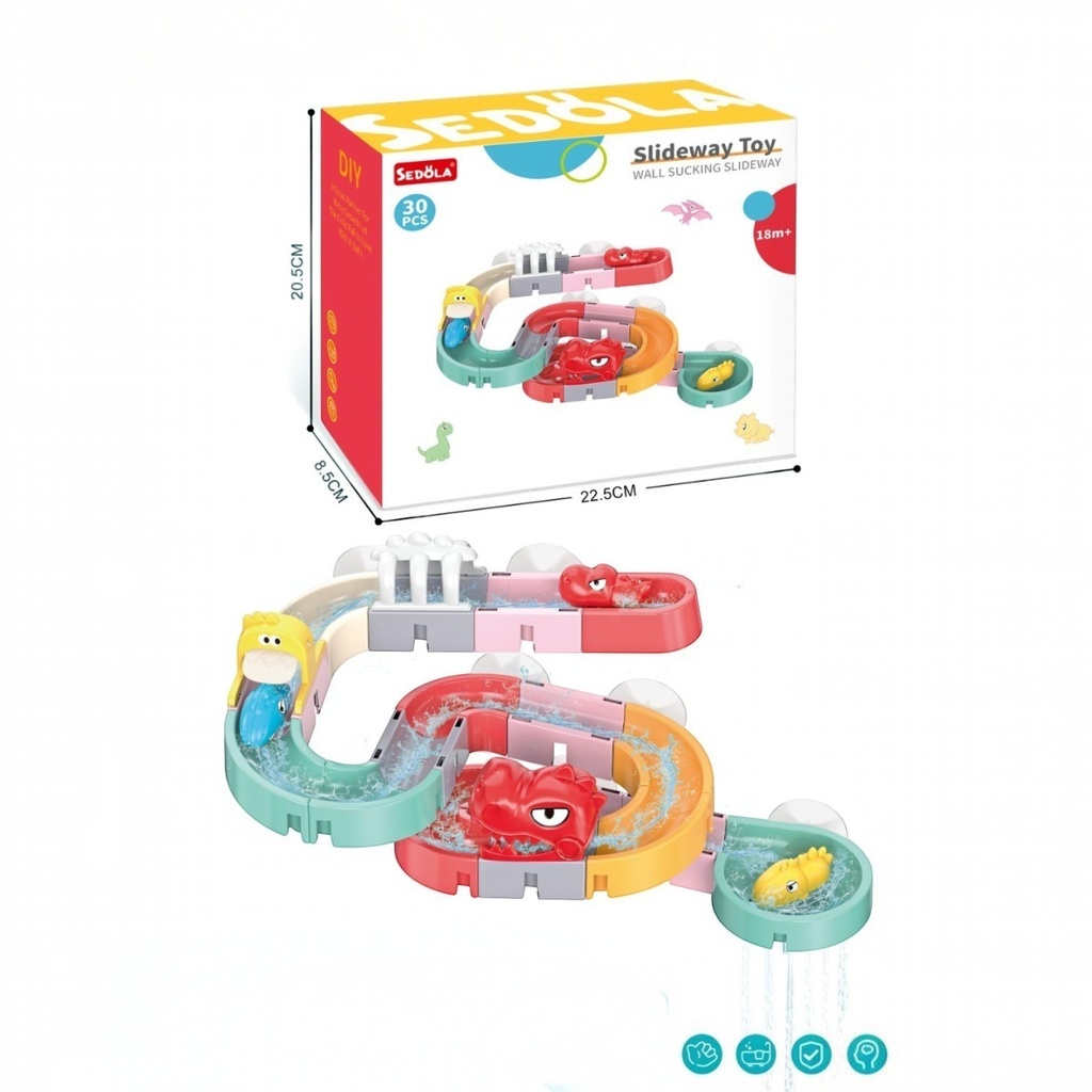 [JU8729] Juguetes para bañera, pista de dinosaurios con ventosas, en caja