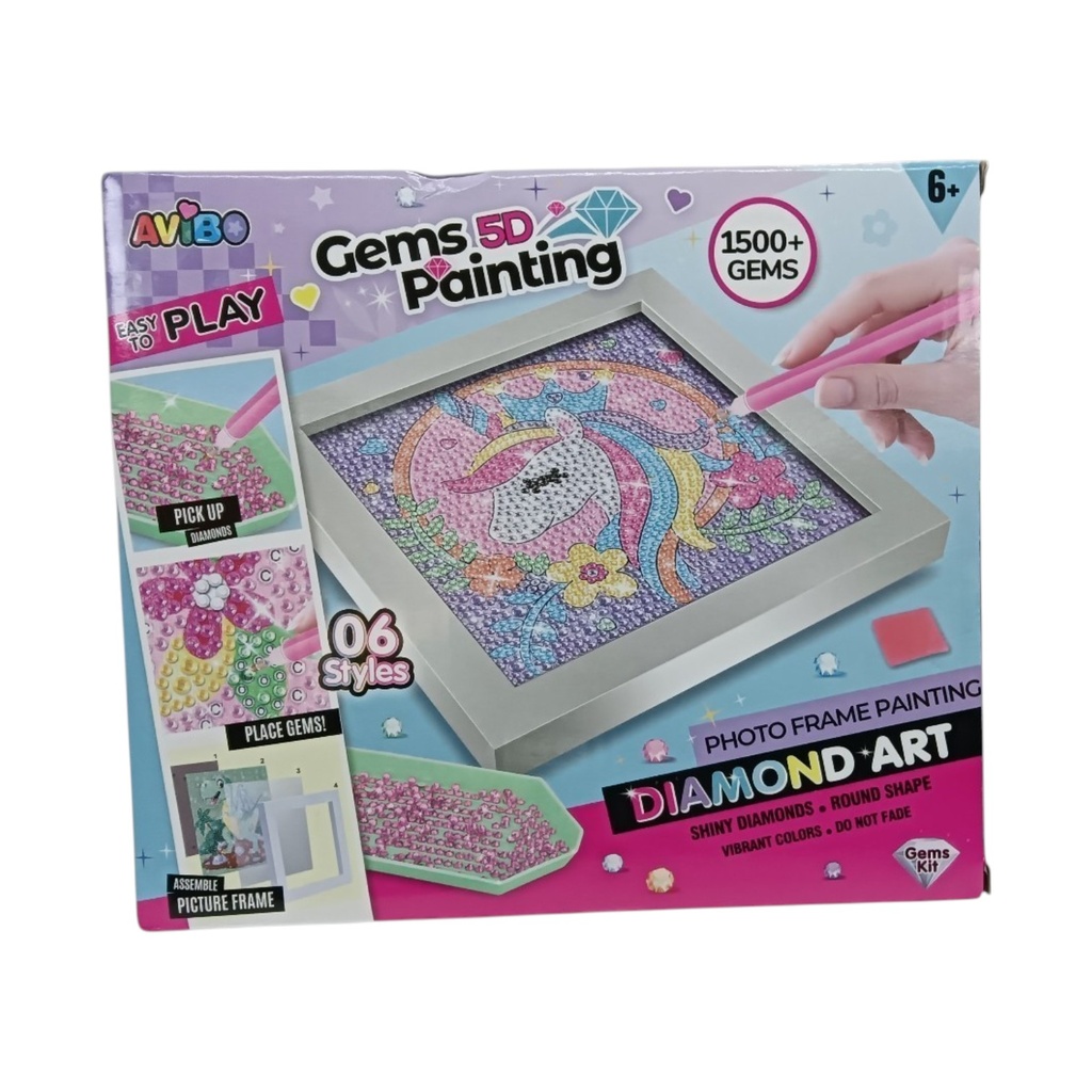 [JU8736] Cuentas diamantes de acrílico para colorear, lámina con marco, en caja