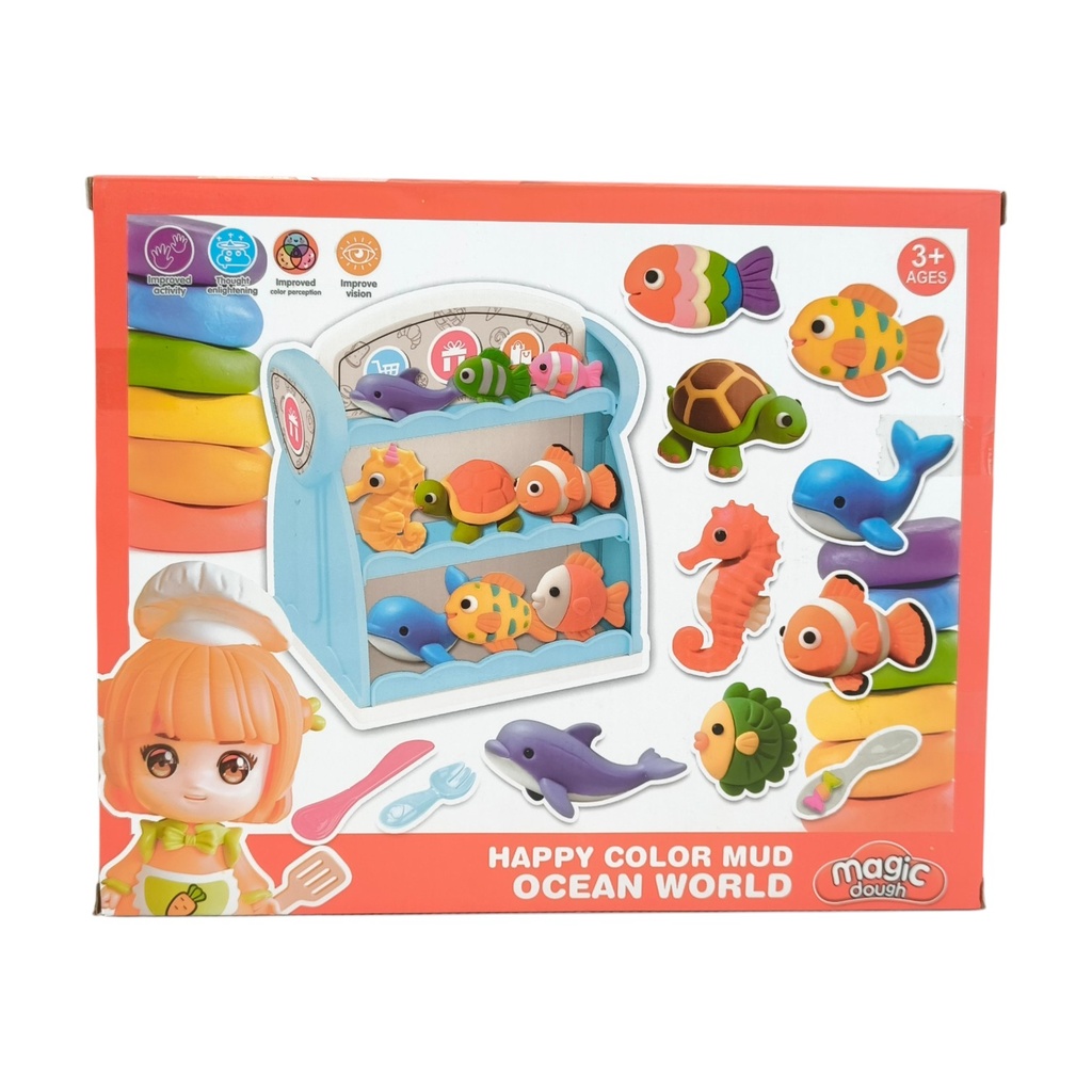 [JU8785] Masa para modelar x6 colores, con accesorios, en caja