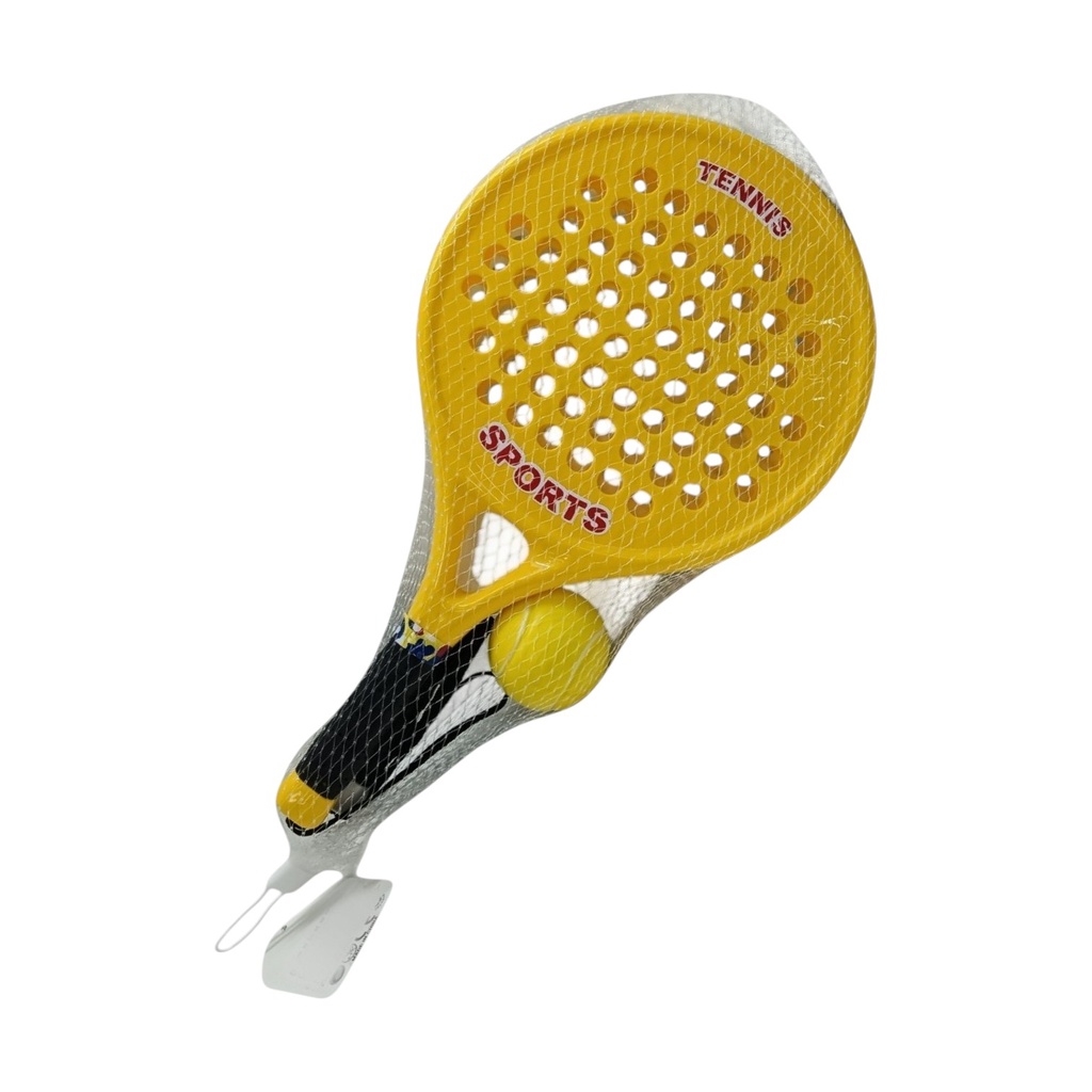 [JU8794] Paleta para playa, de plástico con pelota, en red