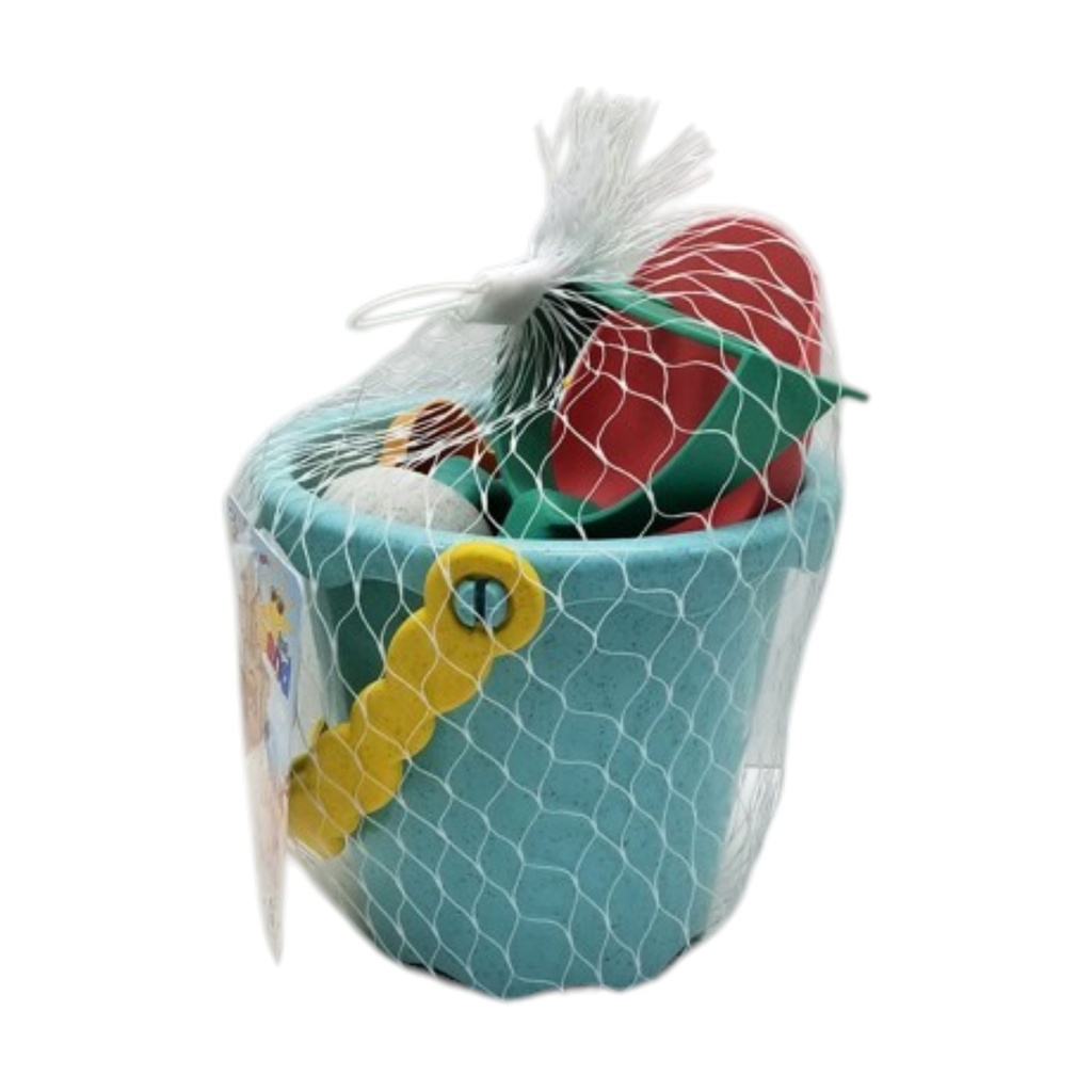 [JU8810] Juego para playa, balde, 7 piezas, en red