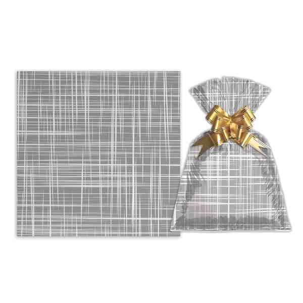 [G3155H] Bolsa de regalo metalizado con diseño mediana PACKx50