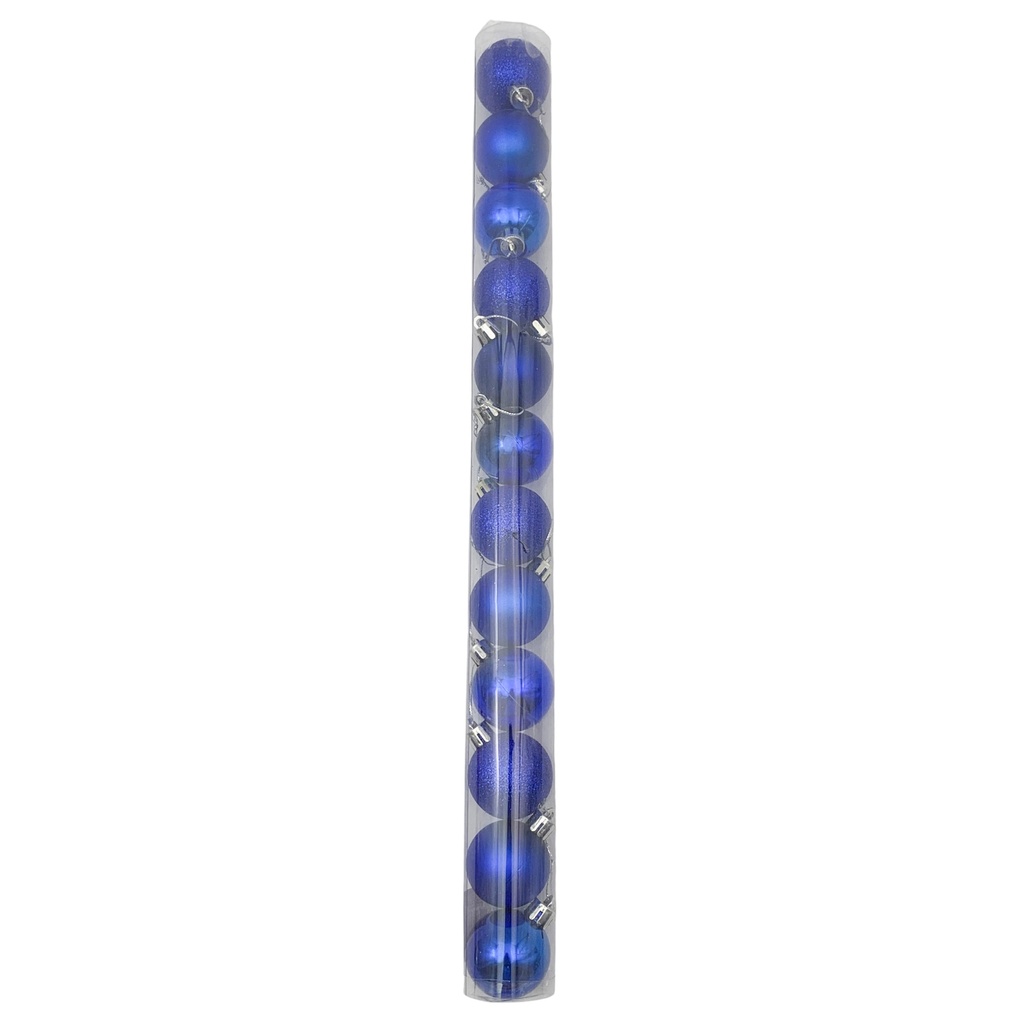 [HN0850] Bolas navideñas x12 4cm, AZUL, en tubo