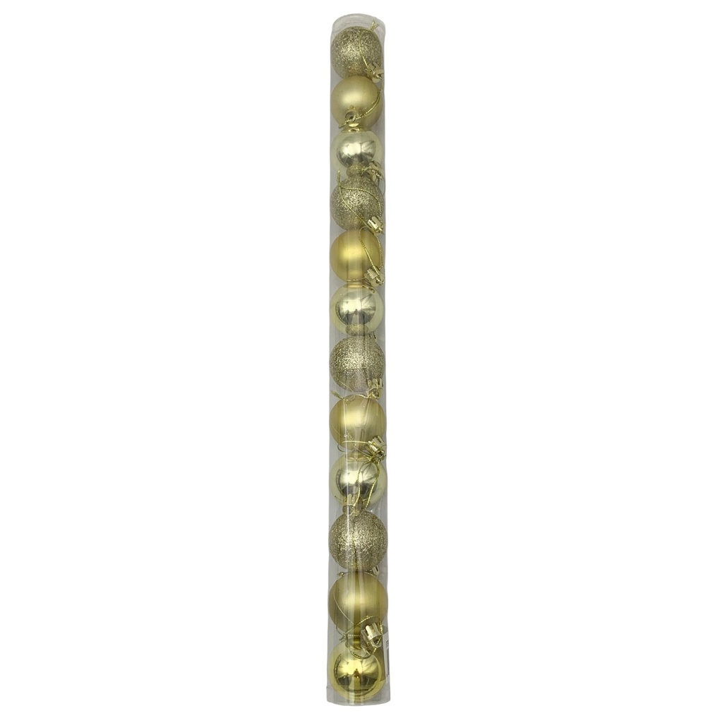 Bolas navideñas x12 4cm, DORADO, en tubo