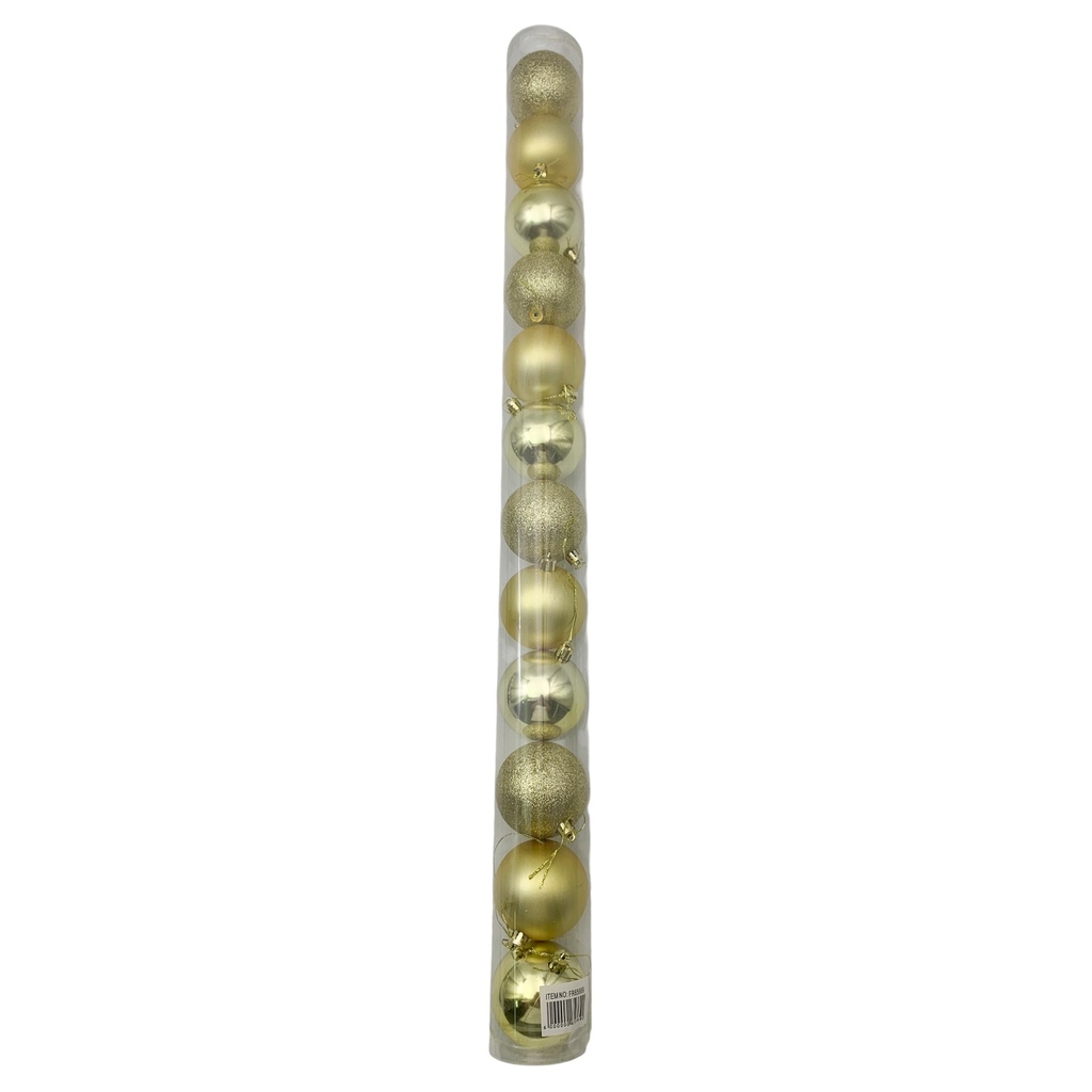 [HN0853] Bolas navideñas x12 7cm, DORADO, en tubo