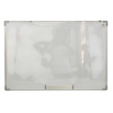 Pizarra blanca 90x60cm, marco de metal, con apoya borrador
