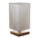 Portátil veladora BLANCO base de madera y lino, en caja